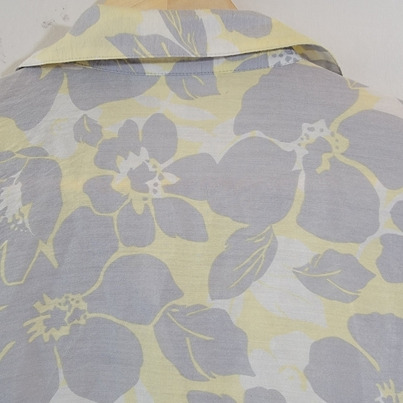 Coldwater Creek Gray Yellow Floral Button Front Tunic Top Sz 2X Lagenlook Cozy - Picture 7 of 11